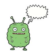 cartoon funny alien monster with speech bubble N8