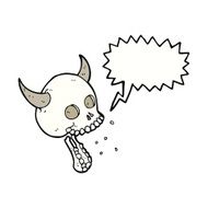cartoon spooky skull with speech bubble N127
