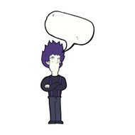 cartoon vampire man with speech bubble N103
