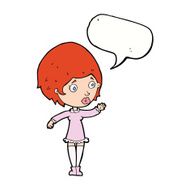 cartoon pretty woman with speech bubble N236