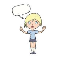 cartoon girl asking question with speech bubble N9