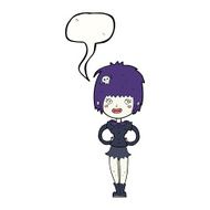 cartoon happy vampire girl with speech bubble N35