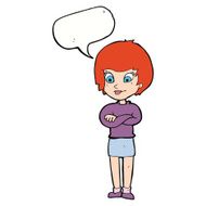 cartoon proud woman with speech bubble N24