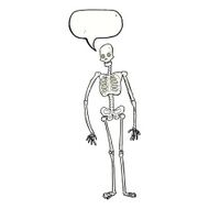 cartoon spooky skeleton with speech bubble N5