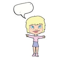 cartoon woman pointing with speech bubble N190