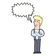 cartoon annoyed man with speech bubble N69