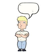 cartoon man with crossed arms speech bubble N26