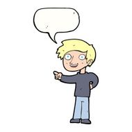 cartoon man pointing with speech bubble N172
