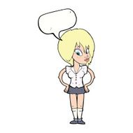 cartoon woman with hands on hips speech bubble N191
