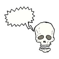 cartoon skull with speech bubble N26