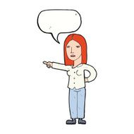 cartoon woman pointing with speech bubble N191