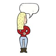 cartoon woman ignoring with speech bubble N18