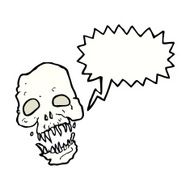 cartoon scary skull with speech bubble N21