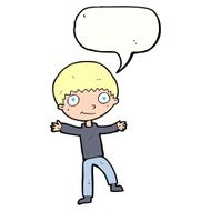 Cartoon happy boy with speech bubble N203