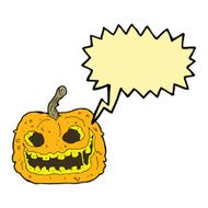 cartoon spooky pumpkin with speech bubble N18