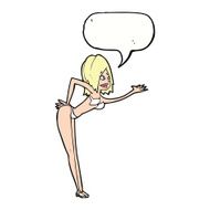 cartoon woman in bikini with speech bubble N45