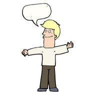 cartoon happy man with speech bubble N403