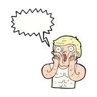 cartoon shocked gym man with speech bubble N17