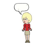 cartoon annoyed woman with speech bubble N161