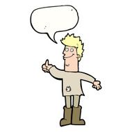 cartoon positive thinking man in rags with speech bubble N9