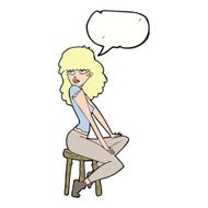 cartoon woman striking pose with speech bubble N8