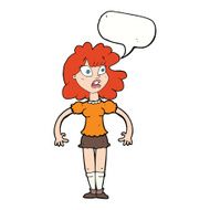 cartoon pretty girl with shocked expression speech bubble N9