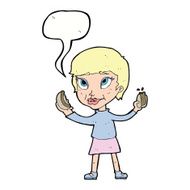 cartoon woman eating hotdogs with speech bubble N8