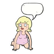 cartoon woman on all fours with speech bubble N18
