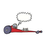 cartoon drag racer with speech bubble N8