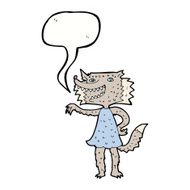 cartoon wolf girl with speech bubble N4