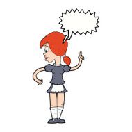 cartoon waitress calling order with speech bubble N9