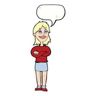 cartoon proud woman with speech bubble N25