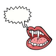 cartoon vampire mouth with speech bubble N25