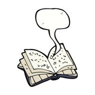 cartoon open book with speech bubble