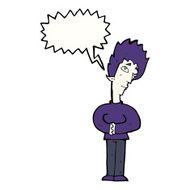 cartoon curious vampire with speech bubble N9