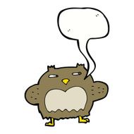 cartoon suspicious owl with speech bubble N9