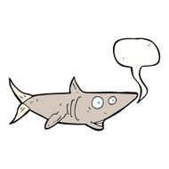 cartoon happy shark with speech bubble N9