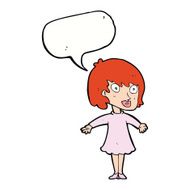 cartoon woman wearing dress with speech bubble N9