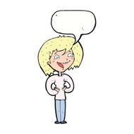 cartoon excited woman with speech bubble N116