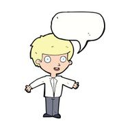 Cartoon happy boy with speech bubble N204