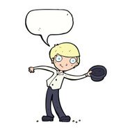 cartoon man tipping hat with speech bubble N9