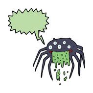 cartoon gross halloween spider with speech bubble N17