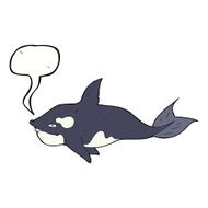 cartoon killer whale with speech bubble N9