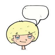 cartoon smug looking boy with speech bubble N9