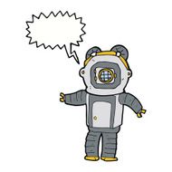 cartoon deep sea diver with speech bubble N27