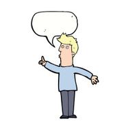 cartoon man advising caution with speech bubble N9