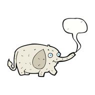 cartoon funny little elephant with speech bubble N5