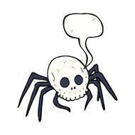 cartoon spooky halloween skull spider with speech bubble N9