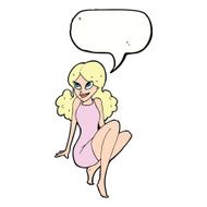 cartoon attractive woman posing with speech bubble N9