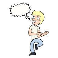 cartoon stressed out man with speech bubble N18